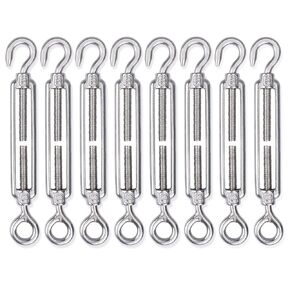 M10 Turnbuckle,3/8" (10mm) Thread Stainless Steel Hook & Eye Alele Stainless Steel 304 Turnbuckles Heavy Duty Wire Rope Tension 4pcs