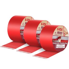 Construction Seaming Tape Red 3Pack, 3" x 120 Yards Red House Wrap Tape Sheathing Underlayment Vapor Barrier Tape for Foam Board Insulation