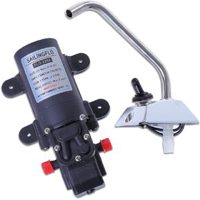 12V Water Pump 35Psi 1.0GPM RV Water Pump with Pressure Switch and 360° Rotatable Faucet, Small Water Pump for RV, Boat Camp, Small Camper Water Pump