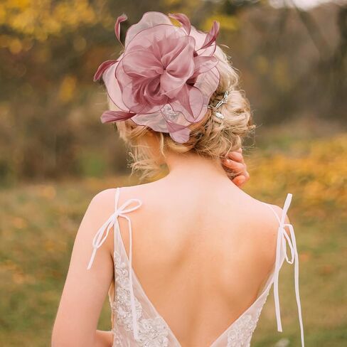 Tarpop 16 Pcs Fascinators Hat for Women Tea Party Hat Flower Mesh Fascinators Wedding Feather Headband Cocktail Hair Clip in Saudi Arabia