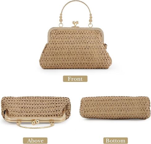 Lanpet Straw Clutch Purses for Women, Summer Evening Handbags, Woven Beach Shoulder Handbags for Party, Prom, Wedding in Saudi Arabia