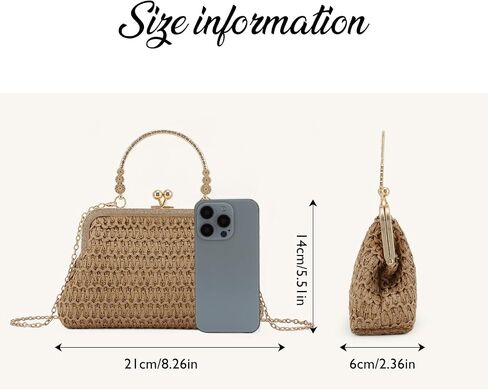 Lanpet Straw Clutch Purses for Women, Summer Evening Handbags, Woven Beach Shoulder Handbags for Party, Prom, Wedding in Saudi Arabia