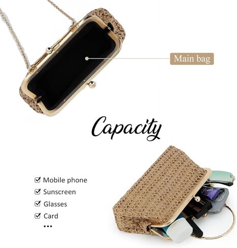 Lanpet Straw Clutch Purses for Women, Summer Evening Handbags, Woven Beach Shoulder Handbags for Party, Prom, Wedding in Saudi Arabia
