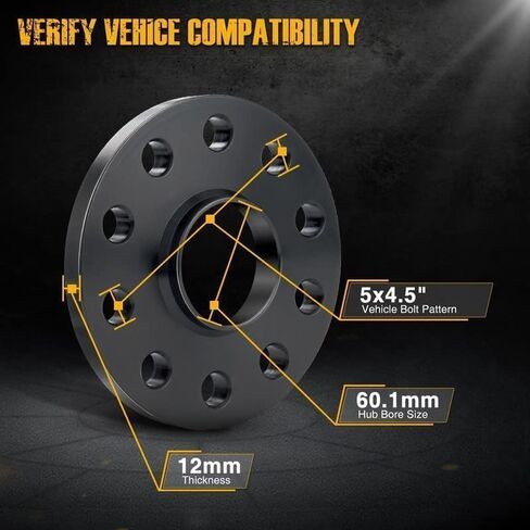 KAX 5x4.5 Wheel Spacers,Black Forged 1/2“ Hub Centric Wheel Spacer Adapters with 60.1mm Hub Bore,fit for RA-V4 Avalon Highlander Solara Supra ES350 ES300 IS250 RX300 RX330 GS300 GS350 Sci-on xB,2pcs in Saudi Arabia