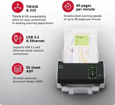 RICOH fi-8040 Fast Front Office & Desktop Document, Receipt, ID Card Scanner with 50 Page Auto Feeder and PC-Less DirectScan Capability in Saudi Arabia