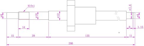 الكرة اللولبية SFU1204 (القطر 12 مم الملعب 4 مم) الطول 200 مم مع صامولة معدنية لأجزاء ماكينة CNC in Saudi Arabia