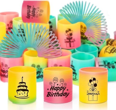CLEVERZONE 36 Pack Spring Rainbow Magic Fidget Stress Coil Mini Springs Bulk Toys Party Favor For Kids Birthday Carnival Prize Goodie Bag Stuffers For Boys Girls (Birthday) in Kuwait