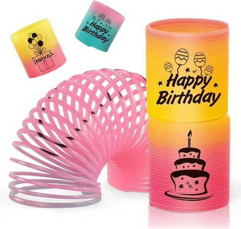 CLEVERZONE 36 Pack Spring Rainbow Magic Fidget Stress Coil Mini Springs Bulk Toys Party Favor For Kids Birthday Carnival Prize Goodie Bag Stuffers For Boys Girls (Birthday) in Kuwait