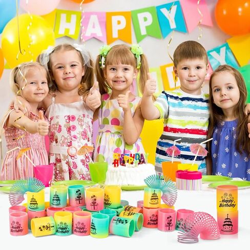 CLEVERZONE 36 Pack Spring Rainbow Magic Fidget Stress Coil Mini Springs Bulk Toys Party Favor For Kids Birthday Carnival Prize Goodie Bag Stuffers For Boys Girls (Birthday) in Kuwait