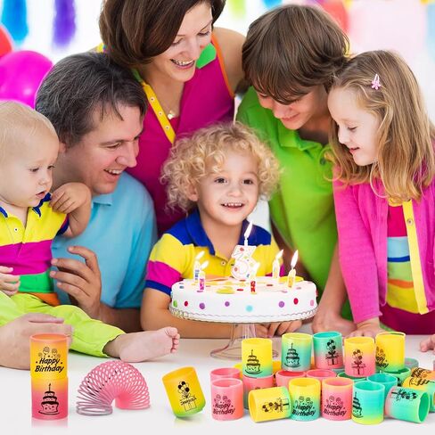 CLEVERZONE 36 Pack Spring Rainbow Magic Fidget Stress Coil Mini Springs Bulk Toys Party Favor For Kids Birthday Carnival Prize Goodie Bag Stuffers For Boys Girls (Birthday) in Kuwait