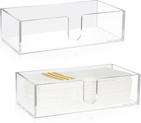 2 Pcs Paper Napkins Holder Fold Paper Towel Dispenser Height 2.75 Inch Multifold Paper Towel Dispenser Acrylic Paper Towel Dispenser for Guest Z Fold C Fold Disposable Hand Towel(Clear) in Kuwait