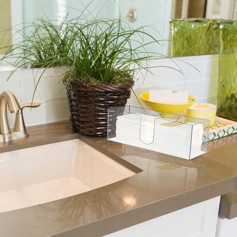 2 Pcs Paper Napkins Holder Fold Paper Towel Dispenser Height 2.75 Inch Multifold Paper Towel Dispenser Acrylic Paper Towel Dispenser for Guest Z Fold C Fold Disposable Hand Towel(Clear) in Kuwait