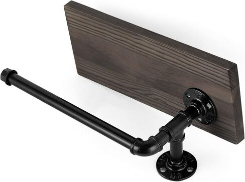 حامل المناشف الورقية الصناعية من الخشب والأنابيب رف عائم، حامل مناشف ورقية يدوية عتيقة، رف تخزين ورق المرحاض مثبت على الحائط للحمام والمطبخ والحمام (بني ريفي) in Kuwait