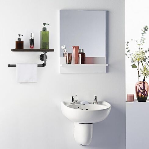 حامل المناشف الورقية الصناعية من الخشب والأنابيب رف عائم، حامل مناشف ورقية يدوية عتيقة، رف تخزين ورق المرحاض مثبت على الحائط للحمام والمطبخ والحمام (بني ريفي) in Kuwait