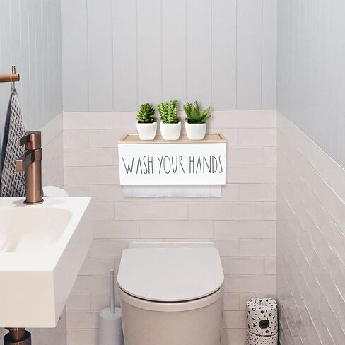 Paper Towel Dispenser, Farmhouse Paper Towel Holder with Lid for Bathroom Kichen Home Commercial, Wall Mount or Countertop for Multifold, C Fold, Z fold, Trifold Hand Towels (White) in Saudi Arabia
