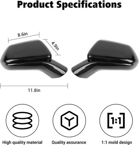 Voodonala for Chevy Camaro Side Mirror Cover Compatible with Chevrolet Camaro 2016-2023(Carbon Fiber Black,2Pcs,ABS) in Saudi Arabia
