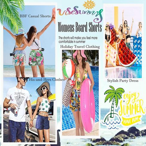 visesunny Women's Board Shorts Floral Beach Swim Shorts Swim Trunks in Saudi Arabia
