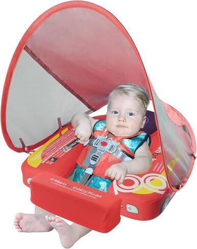Mambobaby Baby Pool Float مع المظلة والبلاط، Kalolary غير قابل للنفخ للسباحة للأطفال الرضع حلقة تدريب السباحة للأطفال الصغار مع حزام قابل للتعديل لعمر 3-24 شهرًا للأولاد والبنات in Saudi Arabia