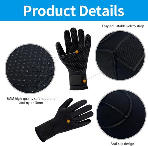 قفازات الغوص، 3 مم من النيوبرين بخمسة أصابع قفازات للرجال والنساء للغطس والتزلج على الماء والسباحة وركوب الأمواج وصيد الأسماك in Kuwait
