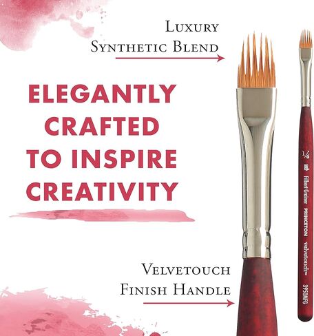 Princeton Velvetouch Artiste, Mixed-Media Brush for Acrylic, Watercolor & Oil, Series 3950 Mini Filbert Grainer Luxury Synthetic, Size 1/4 in Saudi Arabia