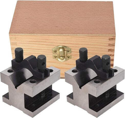 Findmall V Block مع مجموعة المشبك الفولاذ الصلب 90 درجة زاوية الدقة V Block Set 1-5 / 8 x 1-1 / 4 x 1-1 / 4 أداة ميكانيكية متعددة الاستخدام مع علبة خشبية in Kuwait
