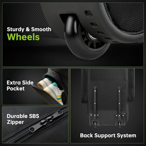 حقيبة سفر مبطنة لنادي الجولف مع عجلات، غطاء حقيبة أمتعة الجولف لشركات الطيران - أكسفورد مقاوم للاهتراء 1200D، طبقة طلاء مقاومة للماء، حجم عالمي in Kuwait