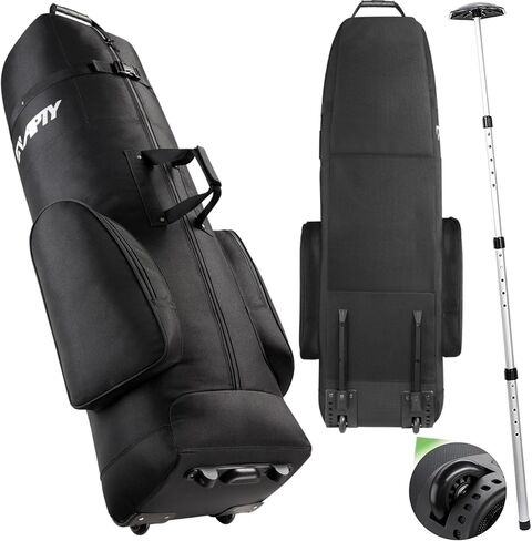 حقيبة سفر مبطنة لنادي الجولف مع عجلات، غطاء حقيبة أمتعة الجولف لشركات الطيران - أكسفورد مقاوم للاهتراء 1200D، طبقة طلاء مقاومة للماء، حجم عالمي in Kuwait