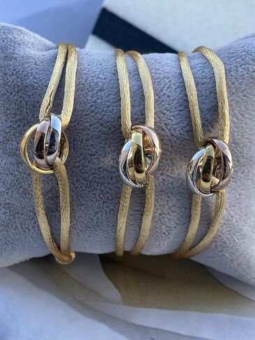 TRINITY BRACELET - 3 TONE (Gold Filled - Sterling Silver) Designer, high-end fashion, UNISEX, Statement Bracelet. Promise Bracelet and Trendy Gift for someone special! (Black) in Kuwait