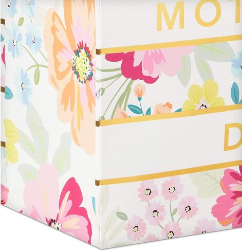 Hallmark 13" Large Mother's Day Gift Bag with Tissue Paper (Pastel Floral Stripe with Gold Accents) for Mom, Grandma, Nana, New Mothers in Saudi Arabia