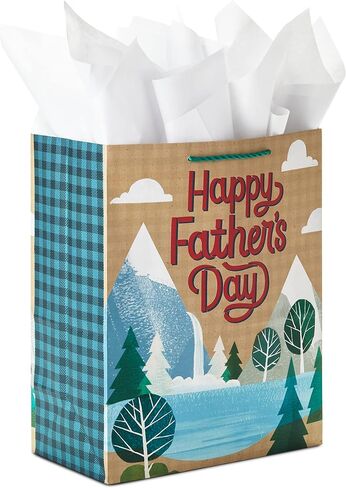 Hallmark 13" Large Mother's Day Gift Bag with Tissue Paper (Pastel Floral Stripe with Gold Accents) for Mom, Grandma, Nana, New Mothers in Saudi Arabia