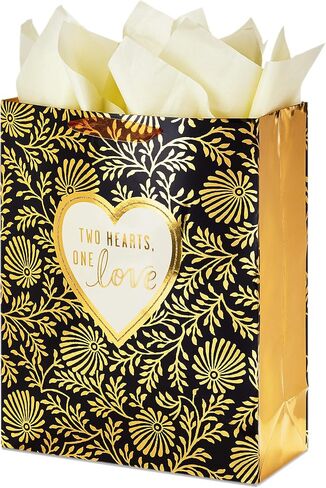 حقيبة هدايا كبيرة جدًا مقاس 15 بوصة من Hallmark مع مناديل ورقية (لسعادة دائمة) لحفلات الزفاف والخطوبة وحفلات الزفاف وتجديد النذور in Saudi Arabia