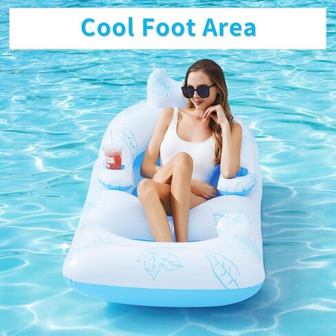 حمام سباحة قابل للنفخ يطفو للبالغين، BAIAI Tanning Pool Lounge يطفو مع حاملات أكواب كرسي حمام سباحة مائي يطفو مع مسند للرأس ومسند الظهر ومسند للقدمين ينفخ في الصيف على الشاطئ يطفو على الماء ألعاب رائعة لحفلات حمام السباحة in Kuwait