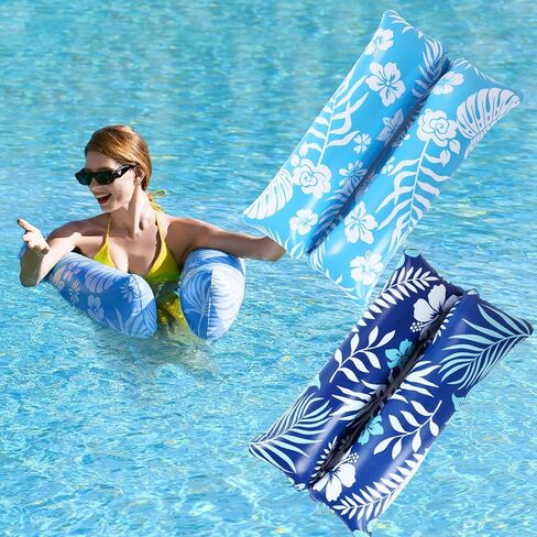 Pool Floats - 2 Pack Pool Floats Adult Size, 4-in-1 Pool Floaties Hammock, Inflatable Pool Floats, Non-Stick PVC Material Pool Floats Adult - Blue in Kuwait