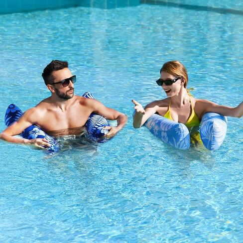 Pool Floats - 2 Pack Pool Floats Adult Size, 4-in-1 Pool Floaties Hammock, Inflatable Pool Floats, Non-Stick PVC Material Pool Floats Adult - Blue in Kuwait