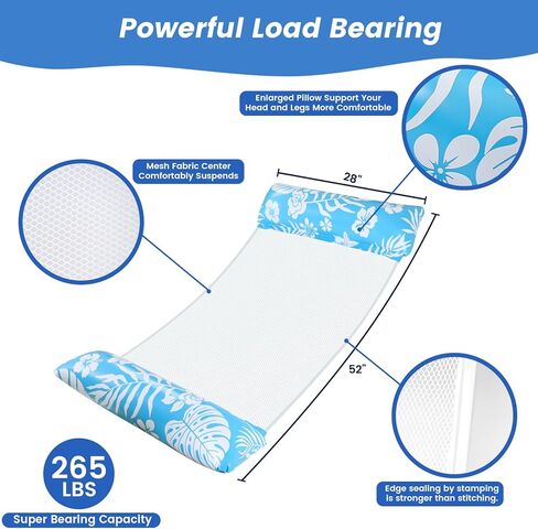 Pool Floats - 2 Pack Pool Floats Adult Size, 4-in-1 Pool Floaties Hammock, Inflatable Pool Floats, Non-Stick PVC Material Pool Floats Adult - Blue in Kuwait