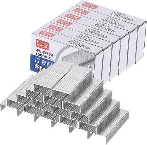 PATIKIL 24/6 Standard Staples, 6Box 6000pcs 1/4" Leg Length Flat Clinch Chisel Point Staples Jam-Free for Desk Stapler Office Desktop Home Supplies, Silver in Saudi Arabia