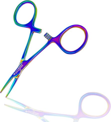 ملقط مرقئ البعوض مع طلاء تيتانيوم متعدد الألوان/قوس قزح - جودة ممتازة - كماشة تثبيت مرقأة مع فك مسنن - 3.5 بوصة (منحنية) in Kuwait