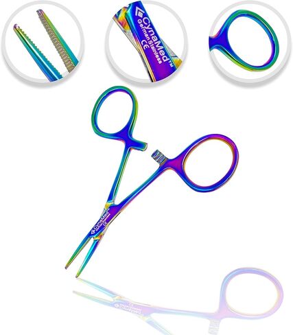 ملقط مرقئ البعوض مع طلاء تيتانيوم متعدد الألوان/قوس قزح - جودة ممتازة - كماشة تثبيت مرقأة مع فك مسنن - 3.5 بوصة (منحنية) in Kuwait