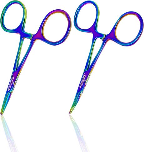 ملقط مرقئ البعوض مع طلاء تيتانيوم متعدد الألوان/قوس قزح - جودة ممتازة - كماشة تثبيت مرقأة مع فك مسنن - 3.5 بوصة (منحنية) in Kuwait