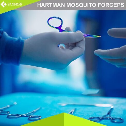 ملقط مرقئ البعوض مع طلاء تيتانيوم متعدد الألوان/قوس قزح - جودة ممتازة - كماشة تثبيت مرقأة مع فك مسنن - 3.5 بوصة (منحنية) in Kuwait