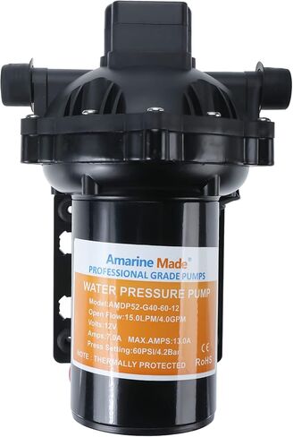 Amarine Made Water Pressure Diaphragm Pump 12V 15.0 LPM 4.0 GPM 60PSI for Caravan/rv/Boat/Marine in Saudi Arabia