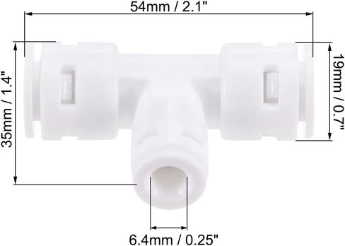 Uxcell موصل سريع 3 طرق T نوع 3/8 بوصة × 3/8 بوصة × 1/4 بوصة تركيبات توصيل مناسبة لتنقية المياه RO، 54 × 35 مم أبيض 5 قطع in Kuwait