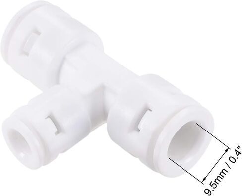 Uxcell موصل سريع 3 طرق T نوع 3/8 بوصة × 3/8 بوصة × 1/4 بوصة تركيبات توصيل مناسبة لتنقية المياه RO، 54 × 35 مم أبيض 5 قطع in Kuwait