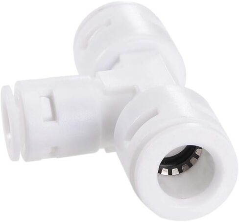 Uxcell موصل سريع 3 طرق T نوع 3/8 بوصة × 3/8 بوصة × 1/4 بوصة تركيبات توصيل مناسبة لتنقية المياه RO، 54 × 35 مم أبيض 5 قطع in Kuwait