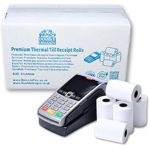 Double Dragon, 57 x 40 mm Premium Thermal Paper Till Receipt Roll for PDQ Credit Card Machine, POS, EPOS [Pack of 10] (Package may vary) in Saudi Arabia
