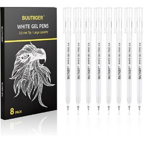 7 Pack White Acrylic Ink Pens, Gold & Black Acrylic Paint Markers, 0.5mm 1.0mm Fine Gel Pens, Dual-Tip Opaque Paint Pens for Drawing on Dark Paper, Sketching, Lettering, Rock, Ceramic, Glass & Fabric in Saudi Arabia