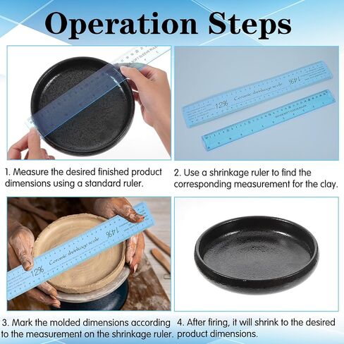 2 Pcs Ceramic Shrinkage Scale Ruler, Clay Sculpture Ceramic Measuring Rulers Pottery Tool with Standard Ruler for Carving Shaping Clay Sculpture Modeling in Saudi Arabia