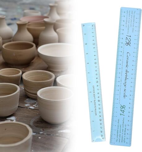 2 Pcs Ceramic Shrinkage Scale Ruler, Clay Sculpture Ceramic Measuring Rulers Pottery Tool with Standard Ruler for Carving Shaping Clay Sculpture Modeling in Saudi Arabia