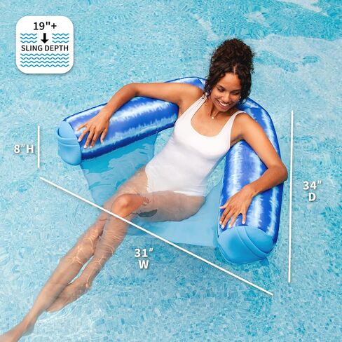 Big Joe Noodle Sling, No Inflation Needed, Pool Float with Armrests, Quick Draining Fabric, Cup Holder in Saudi Arabia