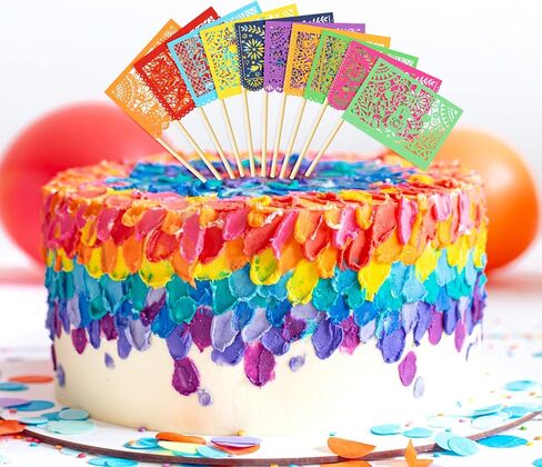 Epakh 60 Pcs Mexican Fiesta Cupcake Toppers Mini Papel Picado Banner Cake Toppers, Mexican Theme Party Decorations Supplies Dia De Los Muertos Day of The Dead Decor(White) in Saudi Arabia